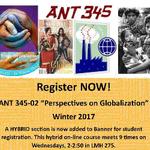 Hybrid ANT 345 Section Added for Winter 2017: Register Now!